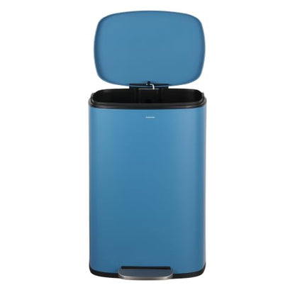 happimess Connor 2-Piece Iron Trash Can, Bright Cobalt Blue - color: Bright Cobalt Blue