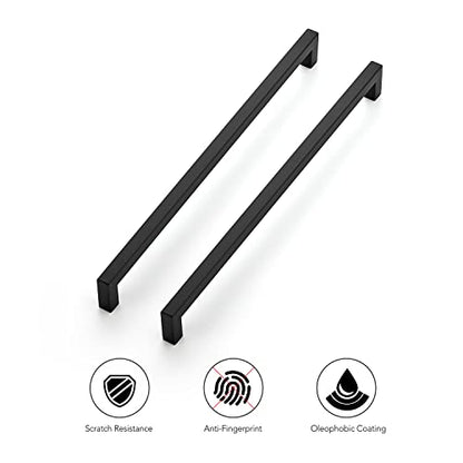 Ravinte Matte Black Cabinet Handles Square Pulls 12-3/5 Inch 10 Pack - size: 13 Inch (12-3/5 Inch Hole Center)
