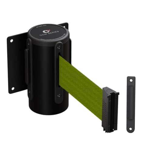Crowd Control Warehouse Fixed Wall Mount Retractable Belt Barrier, 11-Foot - color: Olive, size: Solid Color