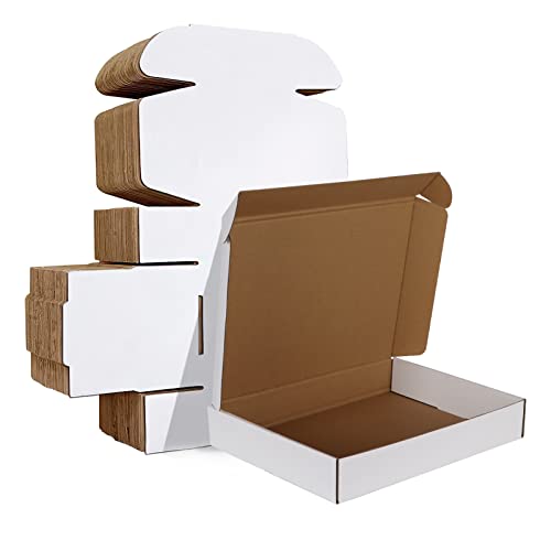 HORLIMER 12x9x2 inches Shipping Boxes Set of 25, White Corrugated Cardboard Box Literature Mailer - color: White, size: 12" x 9" x 2"