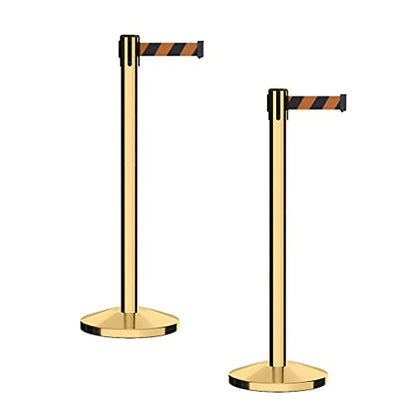 CCW Series RBB-100 Retractable Belt Barrier Stanchions, 7.5 Ft, 2-Pack - color: Black and Orange Diagonal, size: 7.5 Foot