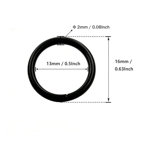 1/2'' Metal O-Ring Buckle Connector Round Loops Non Welded for Bags Webbing Purse and Belt Straps, Black, Pack of 150 - color: Black X 150 Pcs