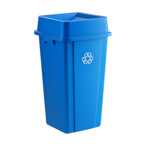 Blue, 23 Gallon Square Commercial Trash Can with Swing Lid, Heavy-Duty Garbage Can, Industrial Trash Bin for Restaurants/Warehouse/Commercial Facilities - color: Blue, size: 23 Gallon with Lid