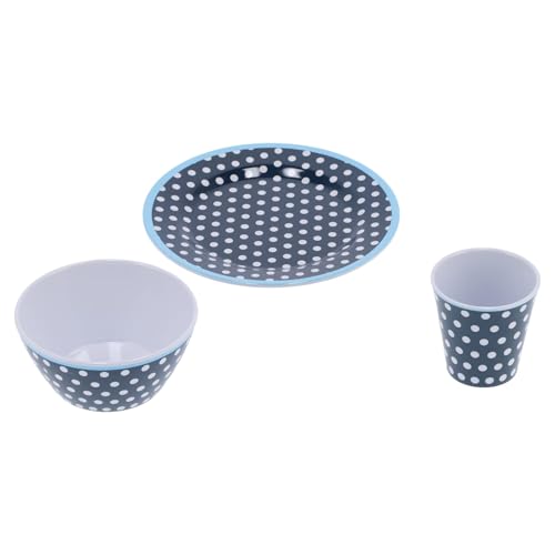 Dark Blue Dot Melamine Dinnerware Set – Cups, Salad Bowls & Plates for Home, Restaurant, Hotel Use