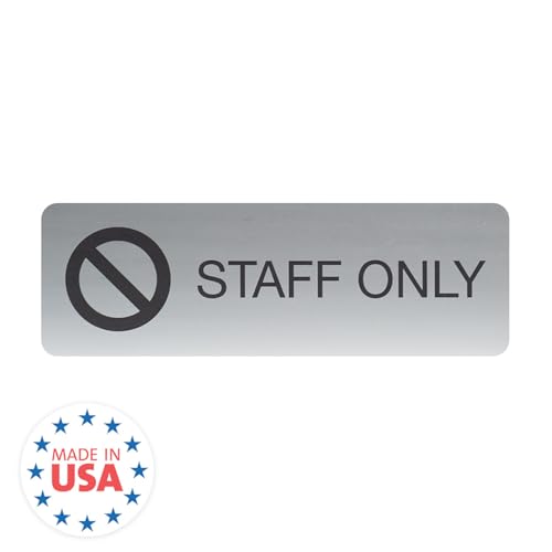 SBLABELS Staff Only Indoor Easy Adhesive Mount Door and Wall Sign for Restaurants and Small Businesses 3" x 9" - Silver - color: Silver, style: Staff Only