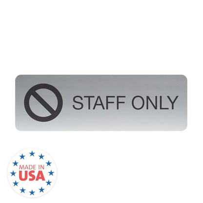 SBLABELS Staff Only Indoor Easy Adhesive Mount Door and Wall Sign for Restaurants and Small Businesses 3" x 9" - Silver - color: Silver, style: Staff Only