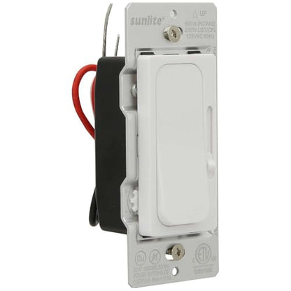 Sunlite LED Wall Rocker Style, Slide Bar Triac Dimmer Switch, Screwless Wall Plates Included, Single Pole or 3-Way Switching, 120 Volts, 200W Max for LED, 600W Max for Incandescent, White, 1 Pack - color: 1 Pack
