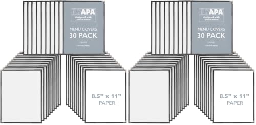 Ilyapa 60 Pack of Restaurant Menu Covers 8.5 x 11 - Single Page Cover, 2 View Sleeves - Restaurant Plastic Menu Holder - Fits 8.5 x 11 Inch Paper - color: Black, size: 8.5 x 11 (Pack of 2)