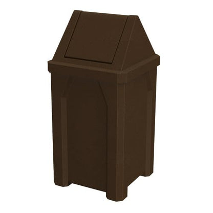 Commercial Trash Can Swing Top Lid - Outdoor Garbage Can - color: Brown Granite, size: 32 Gallon Square
