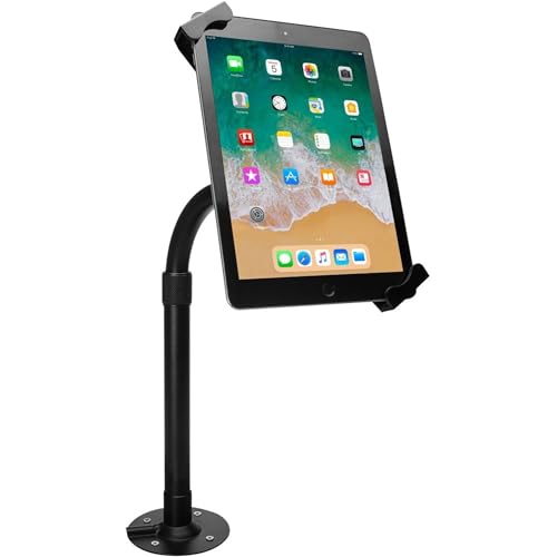Tabletop Pole Stand – CTA Height-Adjustable Security Elbow Mount with Lock and Key Security System for iPad 7th/8th/9th Gen. 10.2",Surface Pro 4,Surface Go 3 & Other 7-14" Tablets (PAD-HATUE) – Black - size: 7-14 Inch Tablets, style: Elbow + Tabletop