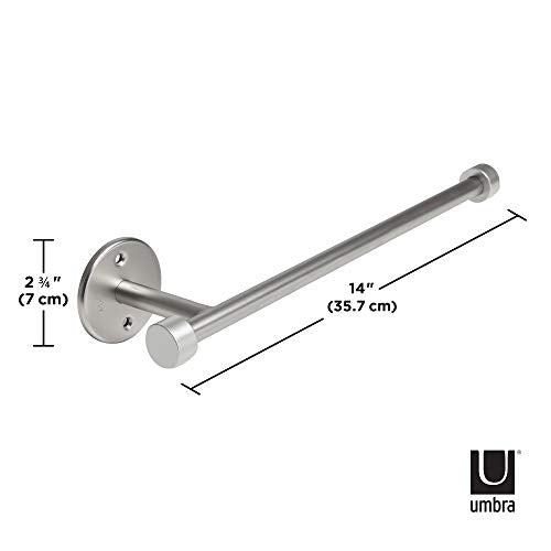 Umbra Cappa Wall Mount or Under the Counter Paper Towel Holder, 14" L x 4" W x 2.6" H, Nickel - color: Nickel, size: 14"L x 4"W x 2.6"H