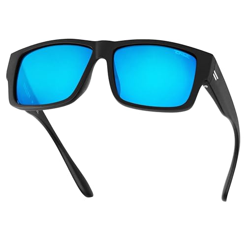 TOROE VALLEY Polarized z87+ Men Sunglasses - color: Matte Black | White Emblem | Baja Blue