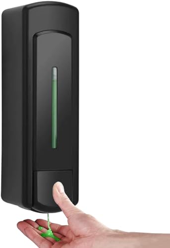 Manual Wall Mounted Single Soap Dispenser, 11.8oz/350ml Black Plastic - color: Black