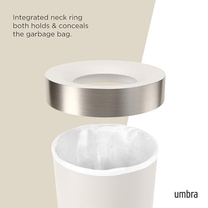 Umbra Vento Kitchen Trash Can, Open Top Bin, 16.5 Gallon, Sand/Nickel - color: Sand/Nickel