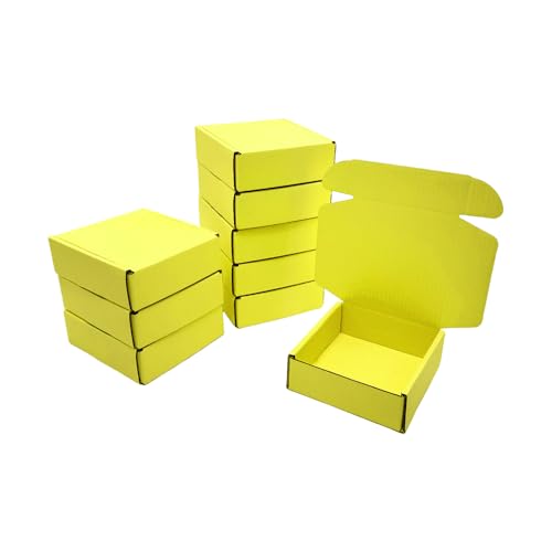 50 Pack 6.3x6x1.6 in Lemon Yellow Shipping Boxes - color: Lemon Yellow, size: 6.3x6x1.6 in