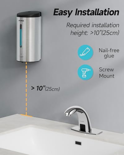 AIKE Automatic Foam Soap Dispenser 25oz for Bathroom,Brushed Steel AK1205FA