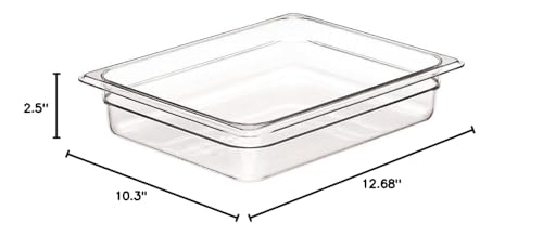 Cambro 1/2 Size 2 1/2-inch Deep Camwear Food Pan, 2 1/2-inch H x 12 3/4-inch W x 10 3/8-inch D, Clear (22CW135)