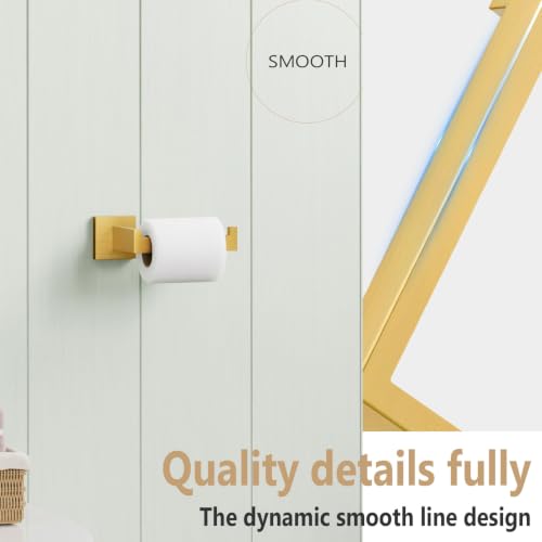 KOKOSIRI Gold Toilet Paper Holder Toilet Roll Holder for Bathroom Kitchen Washroom T-304 Stainless Steel Wall Mounted, 2 Pack, B2003BG-P2 - color: Brushed Gold, size: Without Shelf(2 Pack)