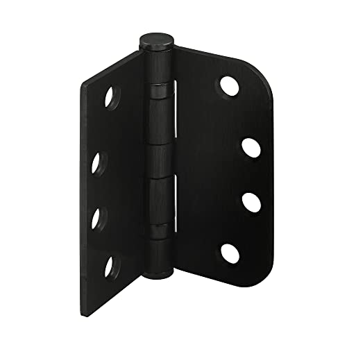 Prime-Line U 1157383 Door Hinge Commercial Smooth Pivot 2 Ball Bearing, 4 in. x 4 in. w/Unilateral Square & 5/8 in. Radius Corners, 4 Holes per Leaf w/Screws, Matte Black Finish, .130 Gauge (3 Pack) - color: Matte Black