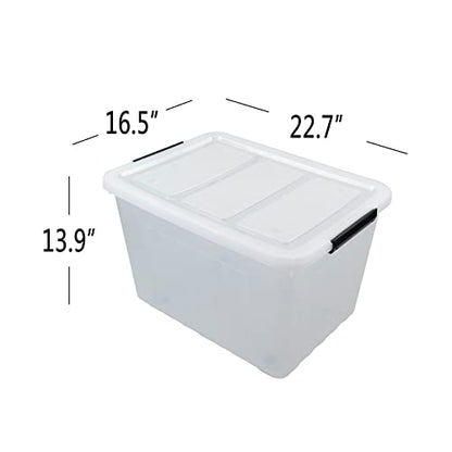 4-Pack Clear Large Plastic Storage Box with Wheels, 70 L - size: 70 L