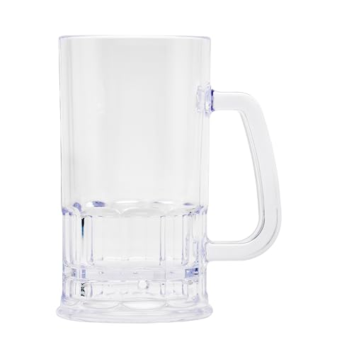 GET 20 oz Clear Plastic Beer Mug with Handle (Set of 12) - size: 20 Ounce, style: Set of 12