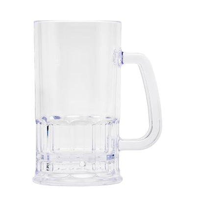 GET 20 oz Clear Plastic Beer Mug with Handle (Set of 4) - size: 20 Ounce, style: Set of 4