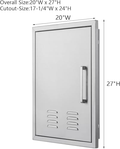 Outdoor Kitchen Doors, 20x27 Inch 304 Stainless Steel BBQ Access Door with Vent, Double Steel Doors for Outdoor Grill Island - size: 20W x 27H- Left