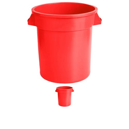 32 Gallon Round Trash bin Garbage can Outdoor Yard Trash can Trash Barrels Garbage Drum Heavy Duty Trash can Industrial Trash can Kitchen Trash bin (2, Red) - color: Red