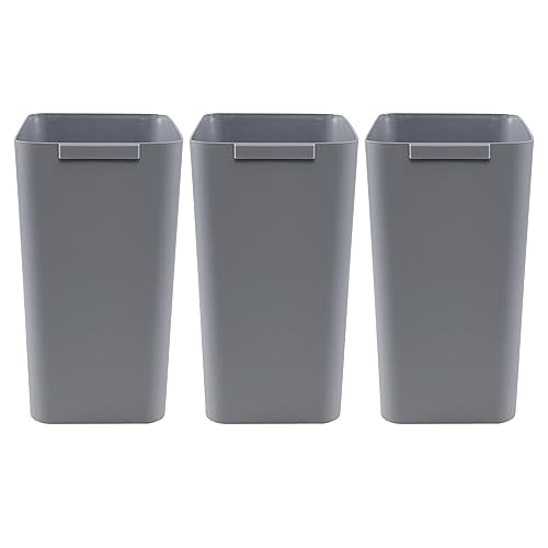 Zopnny Pack of 3 Rectangular Office Wastebasket Trash Can, 4.5 Gallon, Grey - color: Grey
