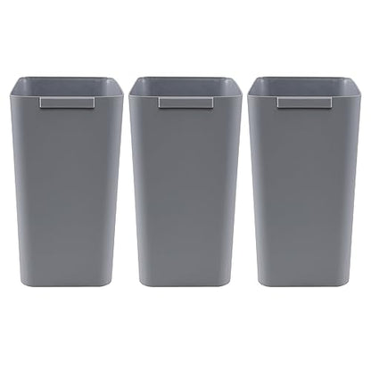 Zopnny Pack of 3 Rectangular Office Wastebasket Trash Can, 4.5 Gallon, Grey - color: Grey