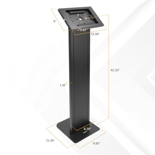 Mount-It! Anti-Theft iPad Floor Stand, Locking Kiosk Enclosure, Black - color: Black
