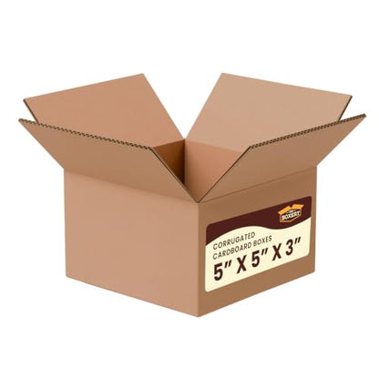 The Boxery 5"x5"x3" Corrugated Cardboard Boxes 100-Pack - size: 5 x 5 x 3"
