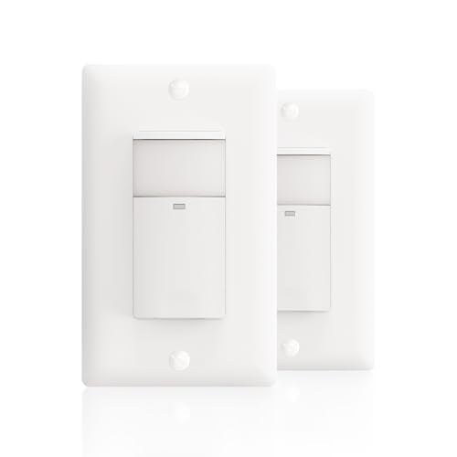 ECOELER Single Pole Occupancy Motion Sensor Light Switch, PIR Infrared Motion Activated Switch with Sensitivity & Delay Adjustable, Neutral Wire Required, for Kitchen, Garage, Stairwell, 2 Pack - color: White, size: 2 - Pack