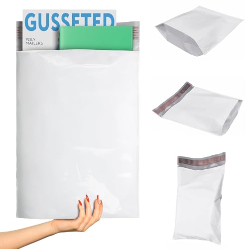 ABC PACK & SUPPLY Gusseted Poly Mailers, 15 x 20 x 7 Inch, 2.5 Mil White Shipping Bags for Clothing, Self Seal Plastic Mailing Envelopes, Pack of 25 - size: 15" x 20" x 7" / 25 Pack