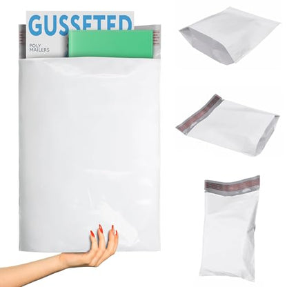 ABC PACK & SUPPLY Gusseted Poly Mailers, 15 x 20 x 7 Inch, 2.5 Mil White Shipping Bags for Clothing, Self Seal Plastic Mailing Envelopes, Pack of 25 - size: 15" x 20" x 7" / 25 Pack