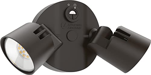 Lithonia Lighting HomeGuard 2-Light LED Outdoor Flood Lights, Dusk to Dawn - color: Dark Bronze, size: 2-Light, style: 1750-2750 Lumens