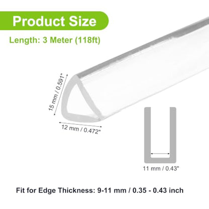PATIKIL Rubber Seal Strip, 10Ft Flexible U Channel Edge Trim Protector Soundproof Door Seal Strips Fit 9-11mm Thick Edge, 19/32"(15mm) Width, 15/32"(12mm) Height, Transparent - size: 19/32"(15mm ) x 15/32"(12mm )