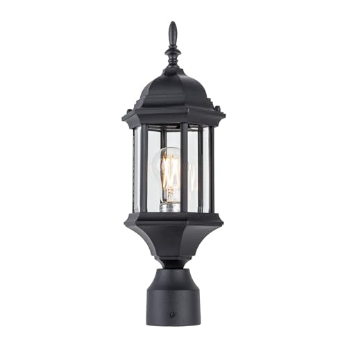 LIT-PaTH Outdoor Post Light, Rustproof Aluminum Pole Lamp, Black - color: Black Finish, size: 1-pack