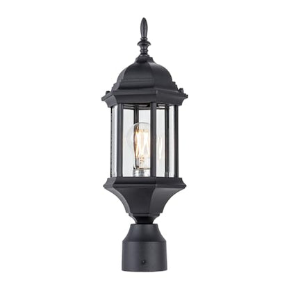LIT-PaTH Outdoor Post Light, Rustproof Aluminum Pole Lamp, Black - color: Black Finish, size: 1-pack