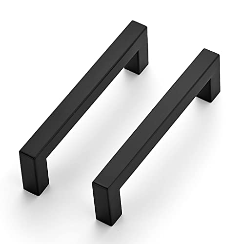 Ravinte Matte Black Cabinet Handles Square Pulls 4-1/2 Inch 10 Pack - size: 5 Inch (4-1/2 Inch Hole Center)