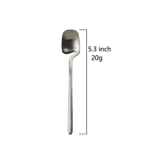 JASHII Honey Jam Spoon, Stainless Steel Mini Coffee Spoon, Teaspoon, 6-piece (Matte Silver) - color: Silver coffee spoon 6pcs, size: service 6