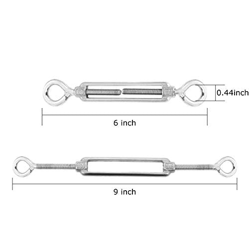 10 Pack M6 Eye and Eye Turnbuckle for Cable Wire Rope Tension Heavy Duty Stainless Steel Turnbuckle for Sun Shade, Hanging Outdoor Lights Strings