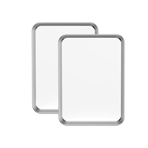 Baking Sheets Set of 2, Bastwe Stainless Steel Baking Pan Tray Cookie Sheet, Size 10 x 8 x 1 inch, Non Toxic & Healthy, Rust Free & Easy Clean - size: 10 inch