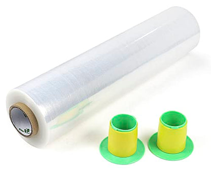 BOMEI PACK 4 Pack Industrial Clear Stretch Wrap Film with Plastic Handle 18" 1200ft 72Gauge for Pallet Wrap, Durable Self-Adhering Packing, Moving, Packaging, Heavy Duty Shrink Film - color: Clear