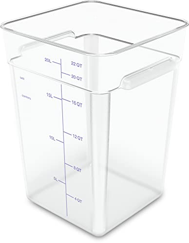 Carlisle FoodService Products Squares Square Food Storage Container with Stackable Design for Catering, Buffets, Restaurants, Polycarbonate (Pc), 22 Quarts, Clear