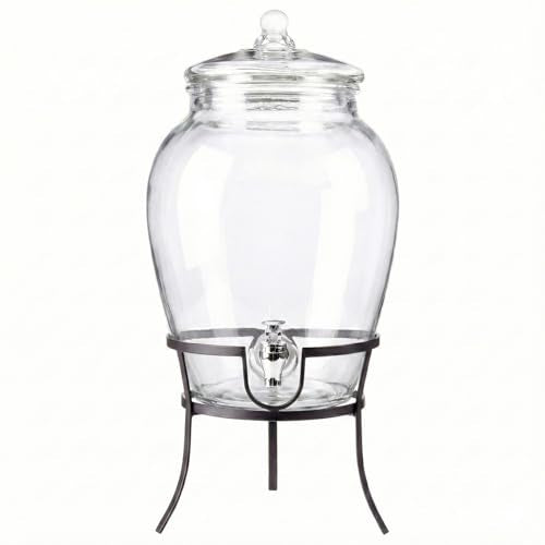 Style Setter Glass Beverage Drink Dispenser with Metal Rack Stand, 2.64 Gal - size: 2.64 Gallon