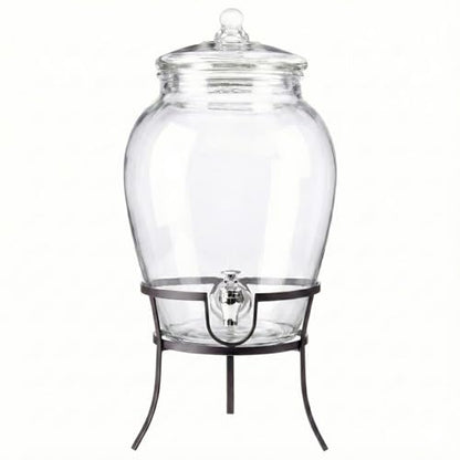 Style Setter Glass Beverage Drink Dispenser with Metal Rack Stand, 2.64 Gal - size: 2.64 Gallon