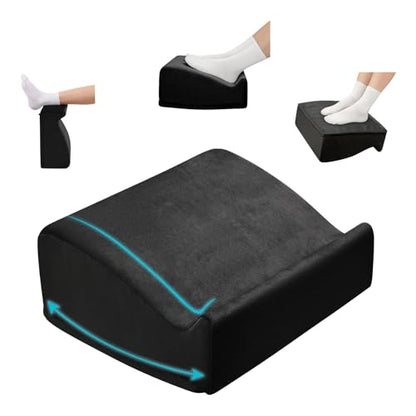 Foot Rest Under Desk with Rocking Base | Black Velvet - color: Black, size: 12.6" L x 15" W x 6.1"