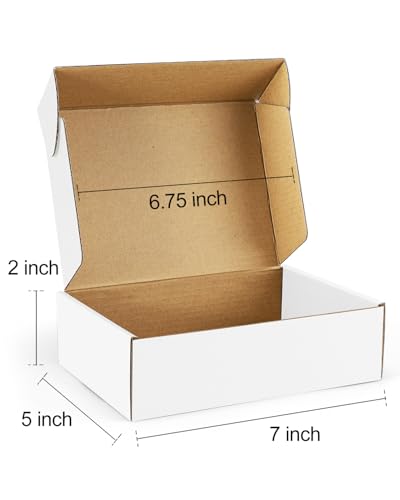 Shipping Boxes 7x5x2 inches Small Mailing Boxes 50 Pack White Cardboard Corrugated Box Mailers - size: 7x5x2 inch