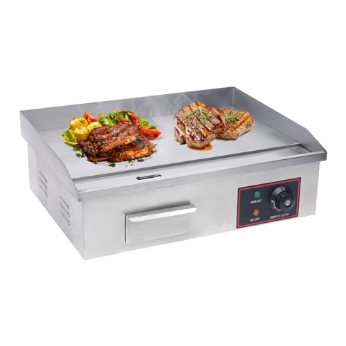3000W Commercial Electric Teppanyaki Grill Countertop Flat Top Griddle - color: 21.3"x11.8", 3000W